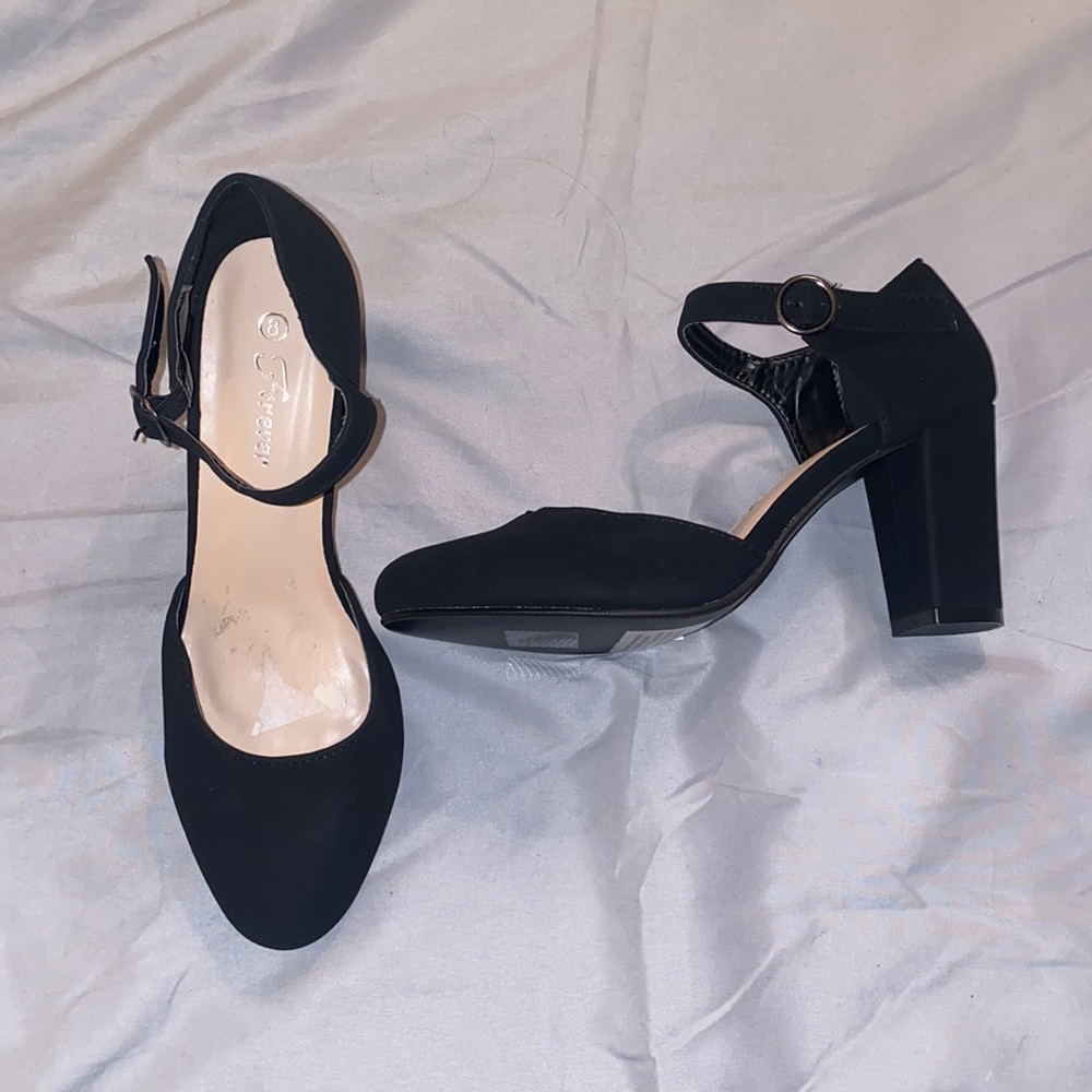 Black suede heels